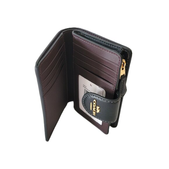 Coach CDF10 Medium Corner Zip Cherry Bifold Wallet Smooth Leather Black Multi - Picture 6 of 7